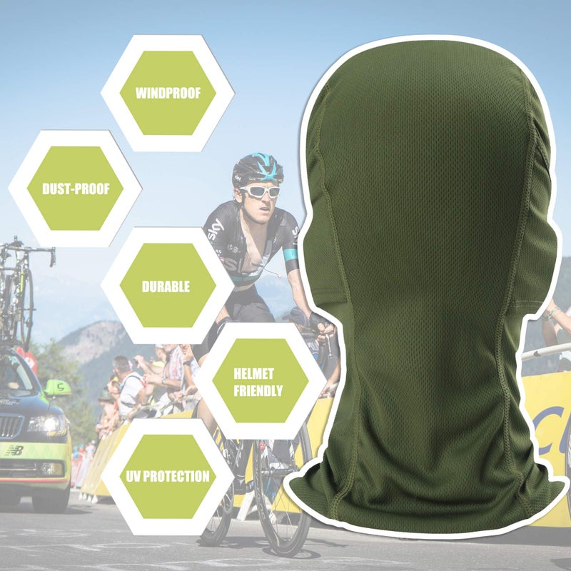 hikevalley Balaclava Face Mask Adjustable Windproof UV Protection Hood (US, Alpha, One Size, Army Green) - Image 3